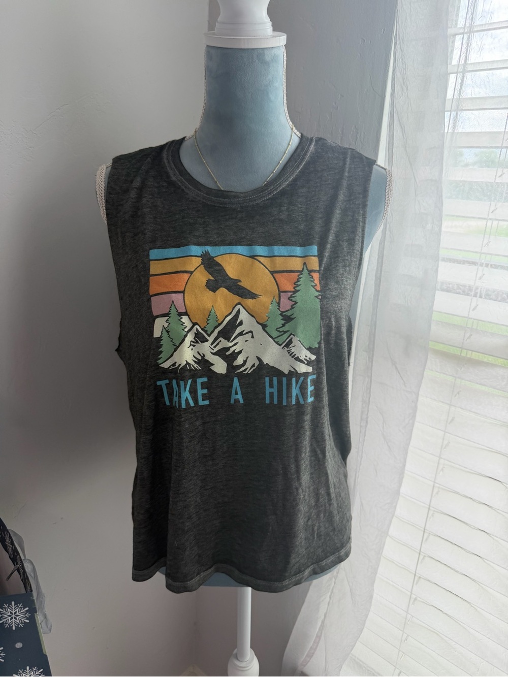 Miken Dark Gray 'Take A Hike' Graphic Muscle Tank